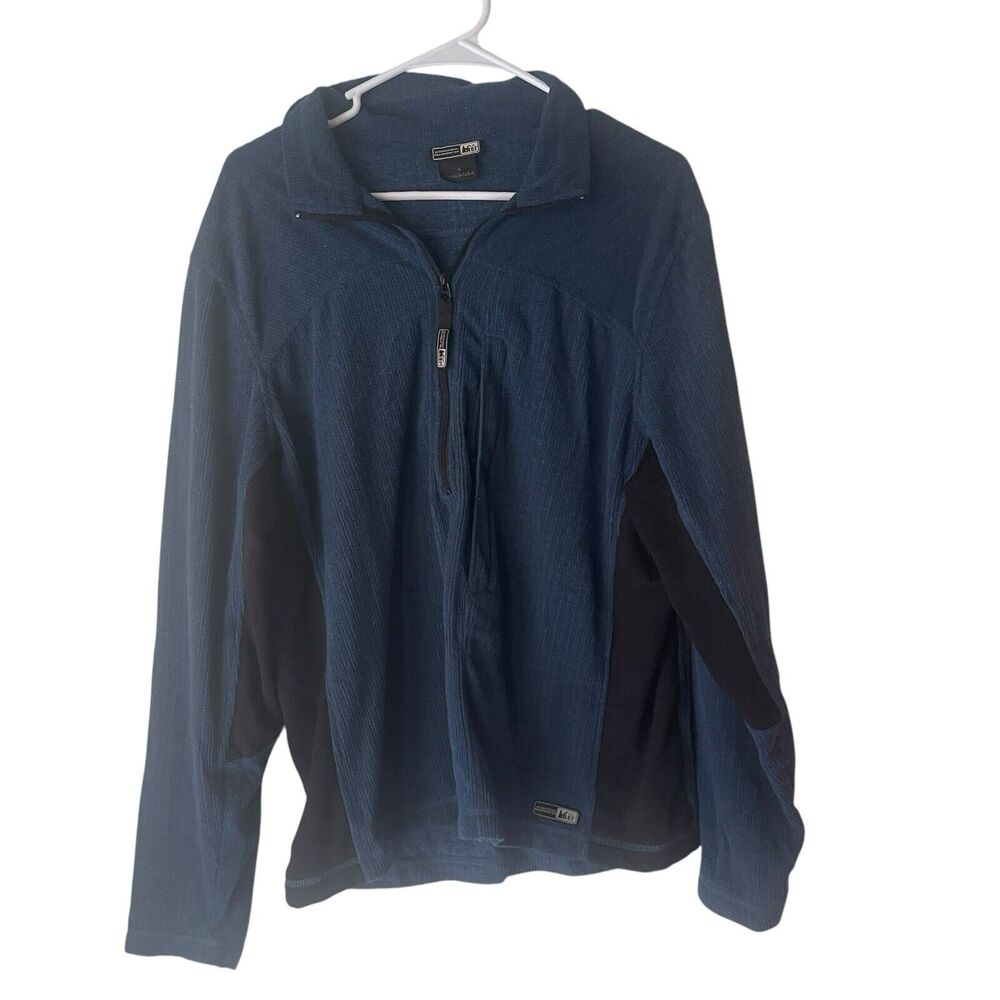 REI Men's Size Large Blue 1/2 Zip Fleece Outdoor Pullover‎ Sweater